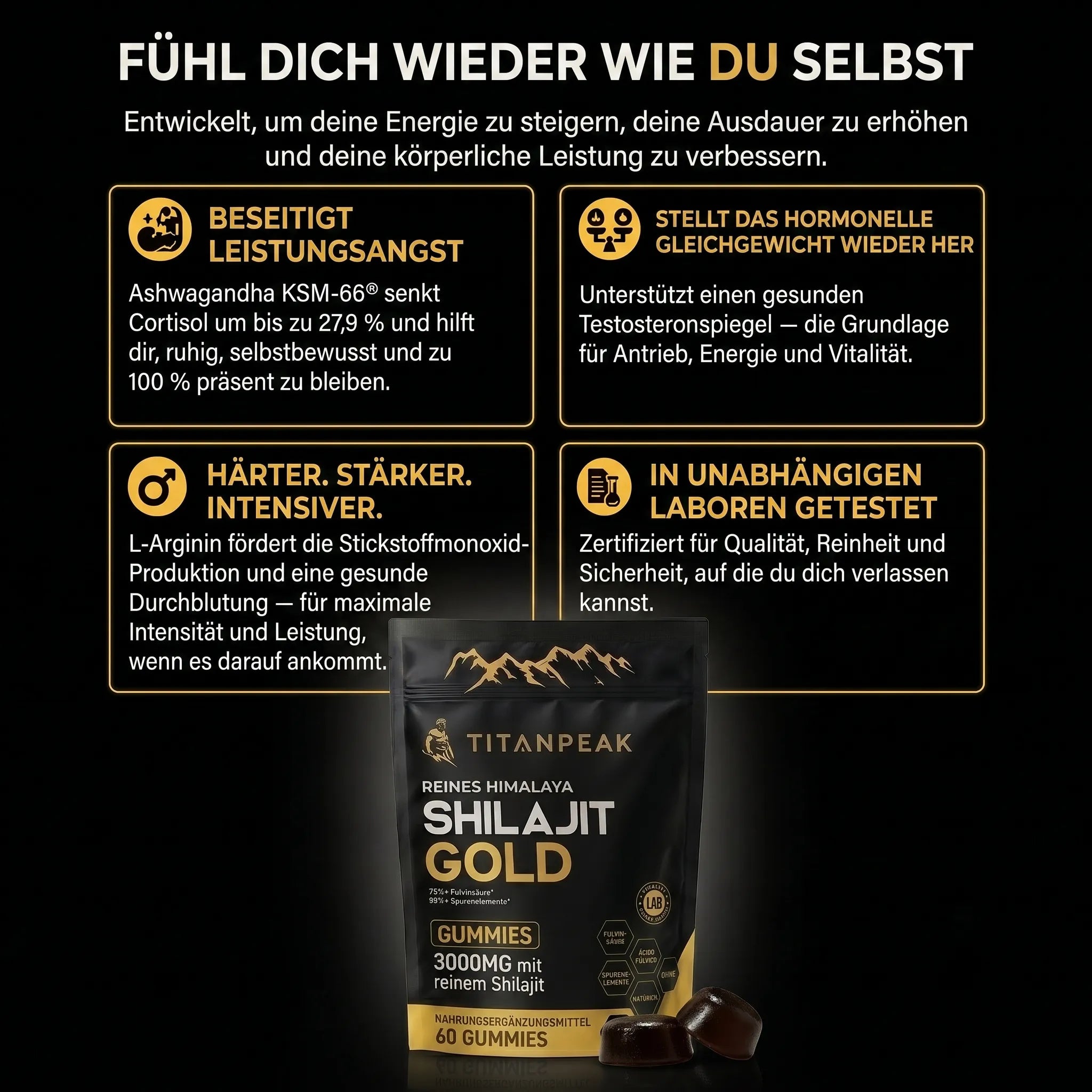 TITAN PEAK LEISTUNGS-GUMMIES — 6-IN-1-UNTERSTÜTZUNG FÜR MÄNNER